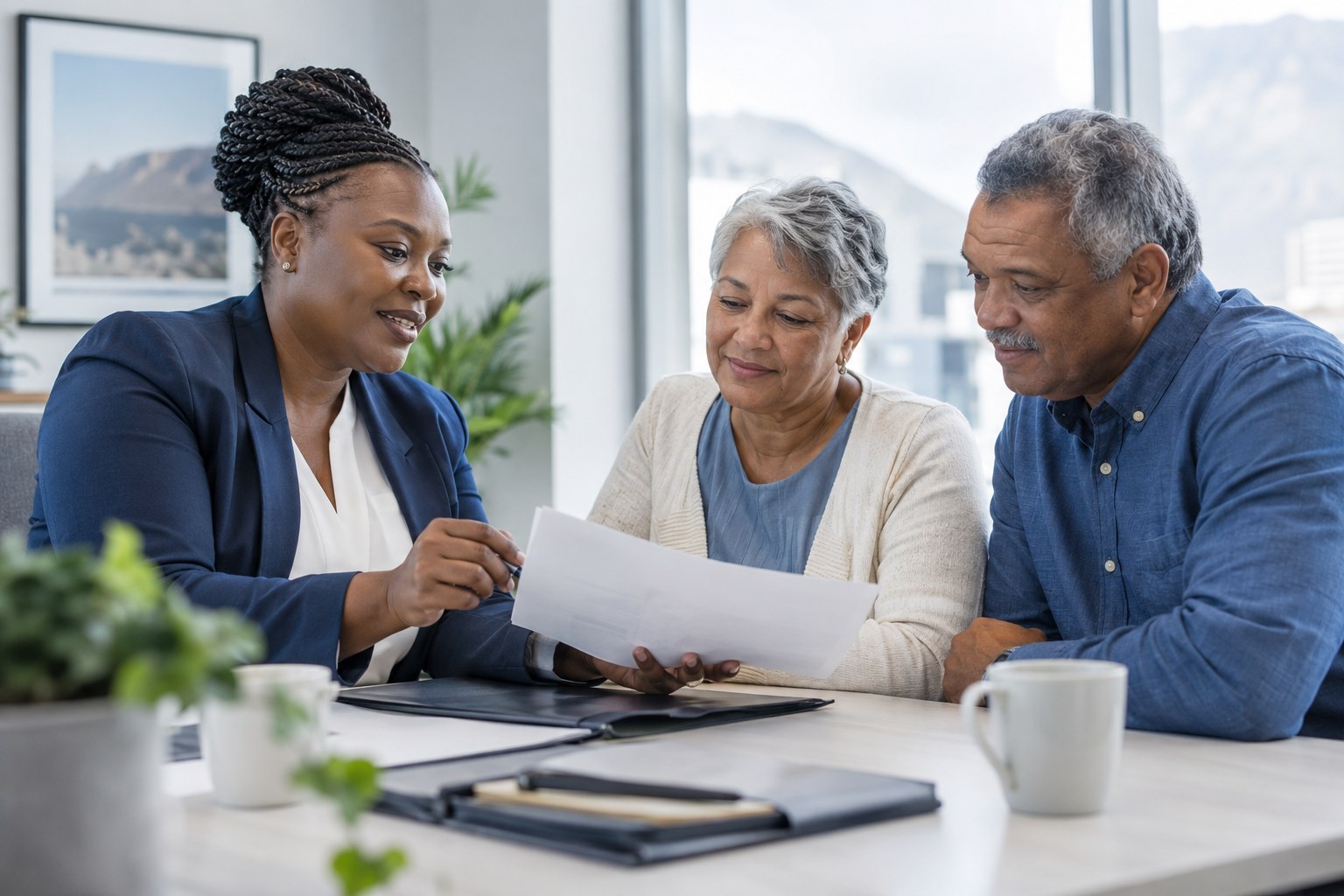 Illustrative South African family in a beneficiary consultation